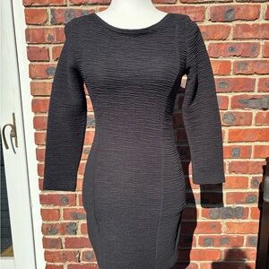 Vintage Black Ribbed Bodycon Mini Dress
